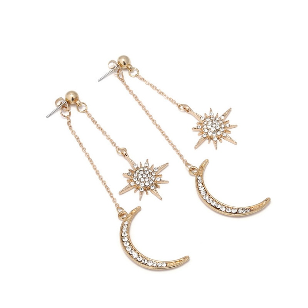 🌙Moon and Star Drop Earrings - Picture 9 of 10
